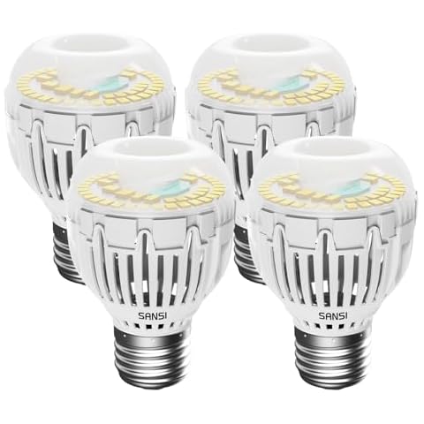 SANSI 130W Equivalent A15 LED Light Bulb, 2000 Lumens 5000K Daylight White Bulb, Energy Saving 25,000 Hours Lifespan Non-Dimmable 15W LED Bulb for Home Lighting, 4-Pack Cover