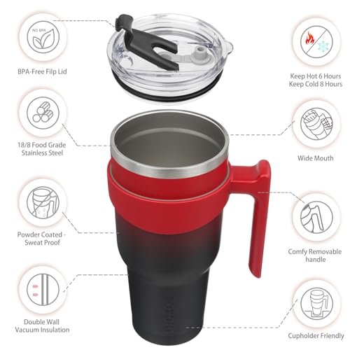 Image of BJPKPK 40 oz Tumbler with Handle & Straw, Insulated Stainless Steel Mug