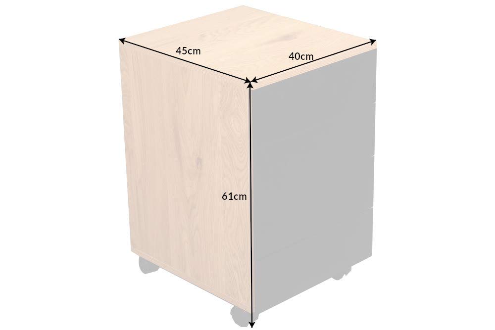 Riess Ambiente Rollcontainer Studio - 40cm - schwarz - Holzwerkstoff | Schubladen, hohe Belastbarkeit, pflegeleichte Oberfläche, hochwertige Verarbeitung