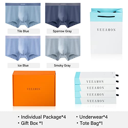 Men's Modal Boxer Briefs Seamless Underwear Microfiber Comfortable Soft 4-Pack With Gift Box2