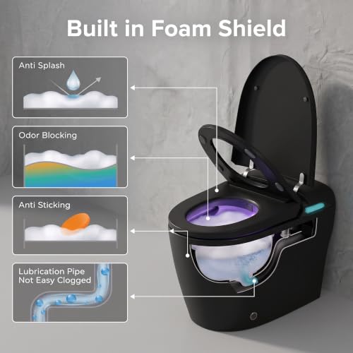 Image of TOTTE Smart Toilet with Bidet Built-in, ADA Comfort Height, 353 LB Max Load, Heated Seat, Instant Warm Water, Warm Air Dryer, Foam Shield, Auto Flush, Night Light, Black