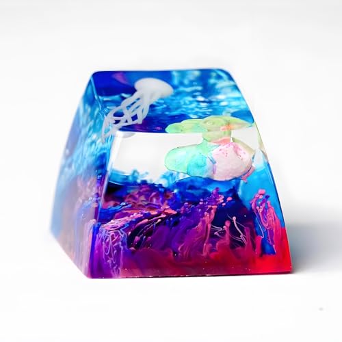 Jellyfish Artisan Keycap Rainbow Coral Reef - 1U ESC, R1 SA Profile Custom Handmade Resin Cherry MX Switch Key Cap Mechanical Keyboard, Cool Tech Gifts for Men, Dad, Father, Gamer, Sea Lover by GIKZO - Image 5