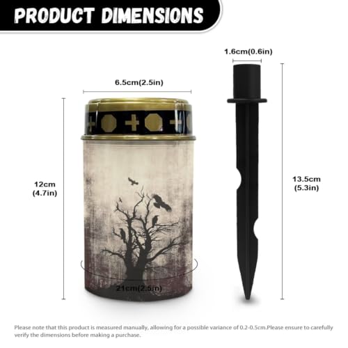 Image of 2 Pack Crow Solar Memorial Lights for Graves | Waterproof Solar Powered Grave Lights, LED Flameless Candle for Prayer Grave Lights for Cemetery Decor, Outdoor Use