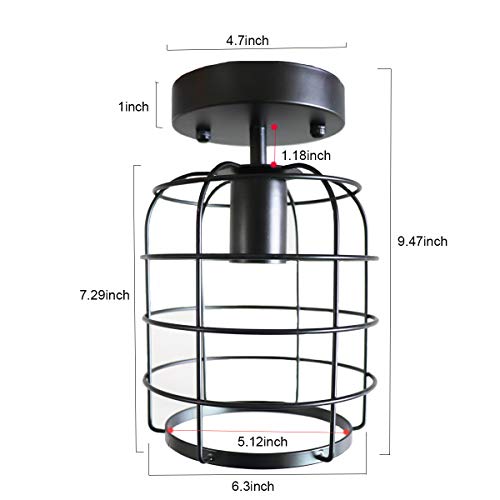 Ke senle Industrial Vintage Flush Mount Ceiling Light,Rustic Metal Cage Pendant Lighting Lamp Fixture for Hallway Stairway Kitchen Garage - Image 4