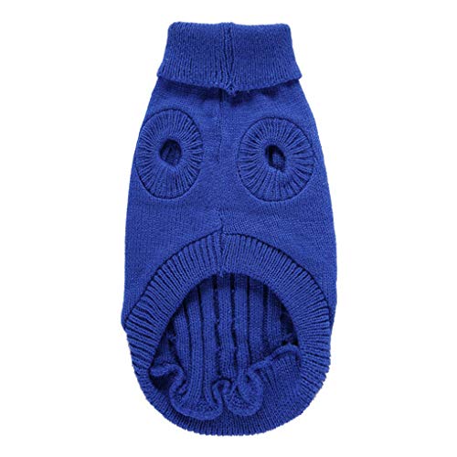 Image of Dog Sweater Soft Warm Turtleneck Knitted Clothes for Small Medium Large Pet | Comfy Wool Knit, Turtleneck & Classic Design, Easy on /off, Warm Winter Girls Boys Dogs Christmas Sweaters, Dark Blue, XXS