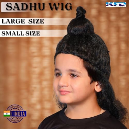 Image of Kaku Fancy Dresses Black Jata Wig, Mythological Character Costume Accessory Small Size, Men & Women, Drama Shows