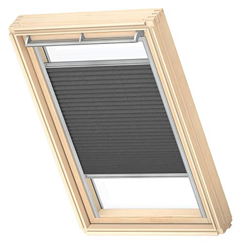 Cortina Plisada velux para Ventana de Techo VELUX Original MK06, Carbón con guía Lateral Gris