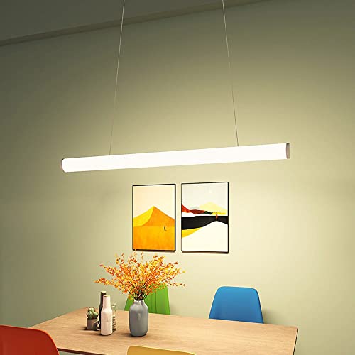 Suspension LED 48W dimmable avec télécommande grand lustre blanc horizontal 119cm - 6