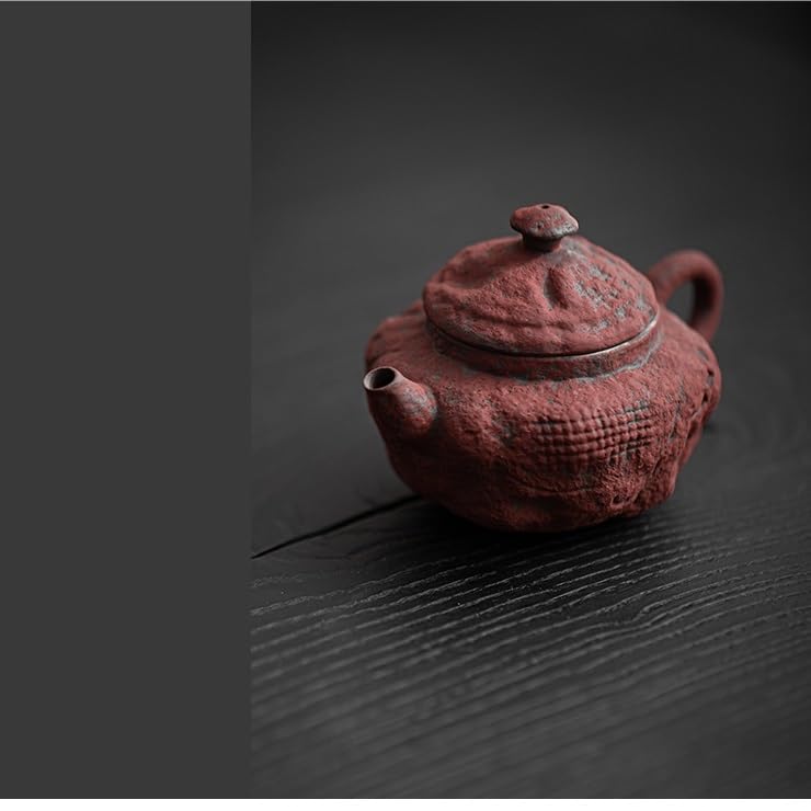 Teiera, set da tè da viaggio, teiera Teiera Vecchia roccia Fango Ceramica grezza Teiera impastata a mano Teiera retrò per uso domestico Teiera singola Teiera da tè Kung Fu Teiera impugnabile a mano