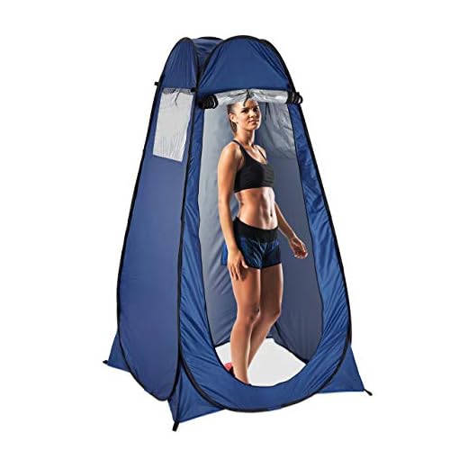 Relaxdays Tienda de Campaña Instantánea, Cambiador, Ducha WC Camping, UV50+, Poliéster-Acero, 1 Ud, 190x120x120 cm, Azul