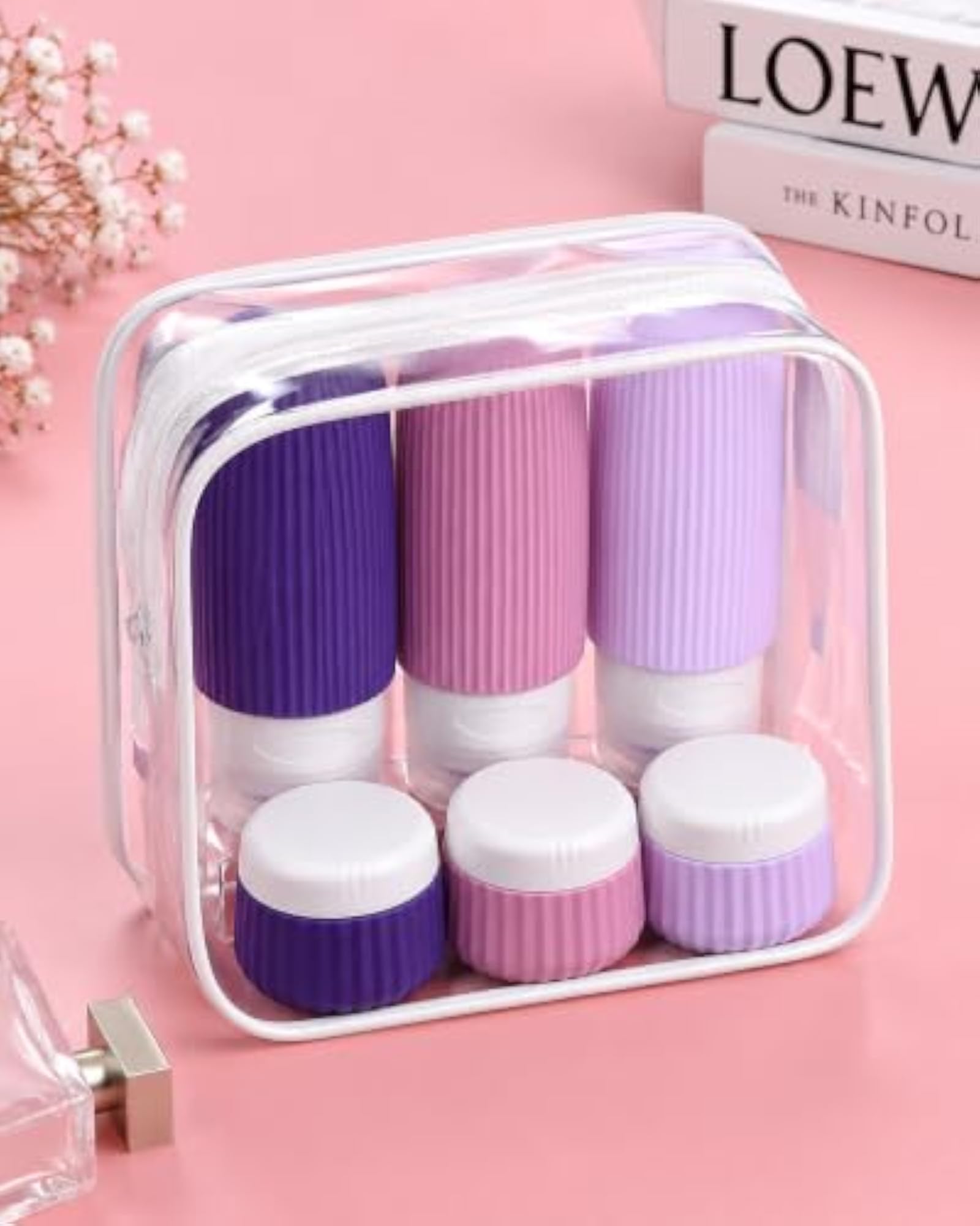 Refillable Travel Toiletry Bottle & Jar Set, Portable Silicone Containers
