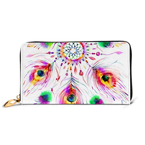 Preisvergleich Produktbild JHGFG Mode Handtasche Reißverschluss Brieftasche Dreamcatcher Aquarell Phono Clutch Purse Abendkupplung Blocking Leather Wallet Multi Card Organizer
