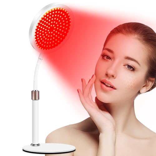 Shomterade Red Light Therapy for Face, 660nm & 850nm & 940nm Infrared Light Therapy, Height Adjustable & Angle Adjustable & Timer, 100LEDs Red Light Therapy Lamp for Home Use