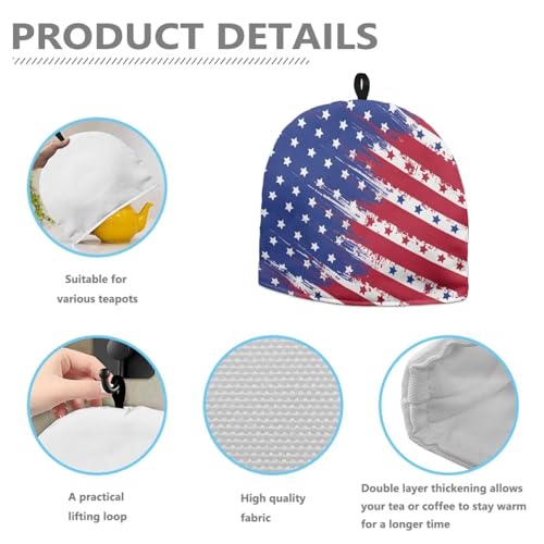 Image of Generic Hudotybom American Flag Tea Cozy for Teapot Insulated Large Teapot Cover to Keep Warm Tea Kettle Cover Machine Washable Coffee Pot Cloth Covers Kitchen Home Decorations, CZA49