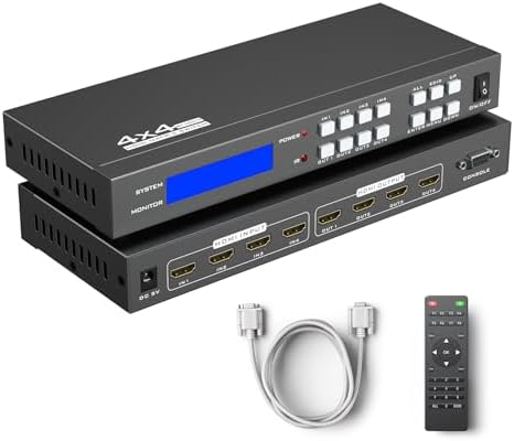 4K HDMI Matrix Switch 4x4, Yinker 4K @ 30Hz Rack Mount Switcher ...