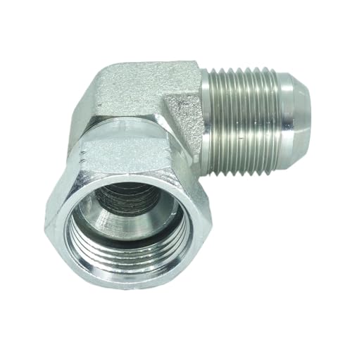 Image of 1 Piece Steel JIC Flare Tube Fitting, 90 Degree Elbow, 3 /4 inch Male JIC (1-1 /16 inch-12) x 3 /4 inch Male JIC (1-1 /16 inch-12) Swivel Tube OD