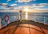 BELECO 7x5ft Fabric Cruise Ship Backdrop Sunset Ship Deck Cruise Backdrop Themed Party Decorations...