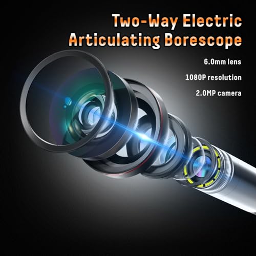 Hiacinto 360° Elektrisch Drehbar Endoskopkamera, 6mm Ultradünn Endoskopkamera Beweglicher Kopf,...