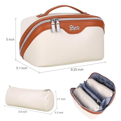 BOYATU Travel Makeup Bags Cosmetic Organizer Bag: 3-Set Large Capacity Make up Bag - PU Leather Toiletry Bags for Women - Wide Open Portable Pouch with Divider & Handle - Image 3