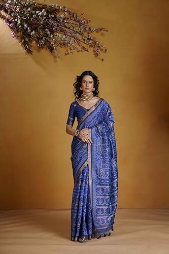 PHEASANT royal blue patola silk saree – image 2