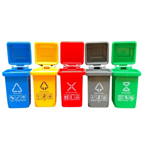 5 unids/set Mini bote de basura 1x1, 6 pulgadas juego de clasificación de colores surtidos botes de basura de juguete juguete de aprendizaje interactivo botes de Mini cubo de reciclaje de segur