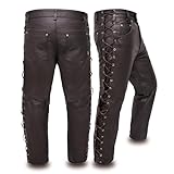 Touch&Torn Leather Motorcycle Pants for Mens Leather Black Brown Pants with 5 Pockets
