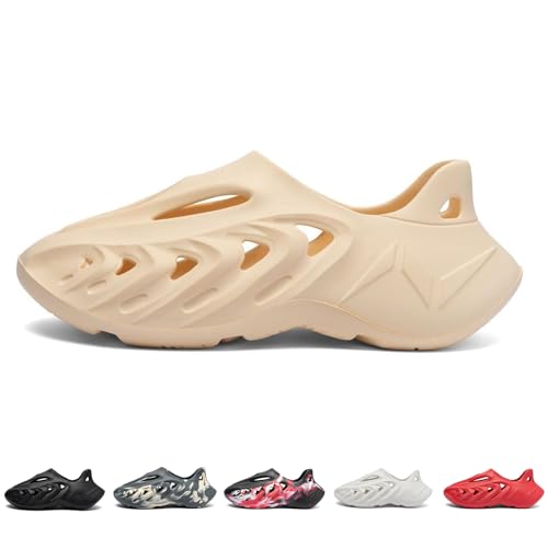 Gezolligheid Fashion Foam Runners for kids Girls Cloud Slides Sandals Casual Sneakers Running Shoes Pillow Kid's Beach shoes Big Kids Boys Lightweight Non-Slip Classic Little Kids(Khaki-38)
