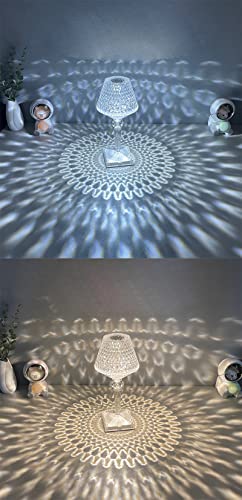 Image of Home Diamond Crystal Acrylic Table Lamp, Decorative Nightstand Light with Elegant Lamp Shade, Dimmable Color Touch Control USB Rechargeable, Bedside Desk Light for Living Room Bedroom Decor