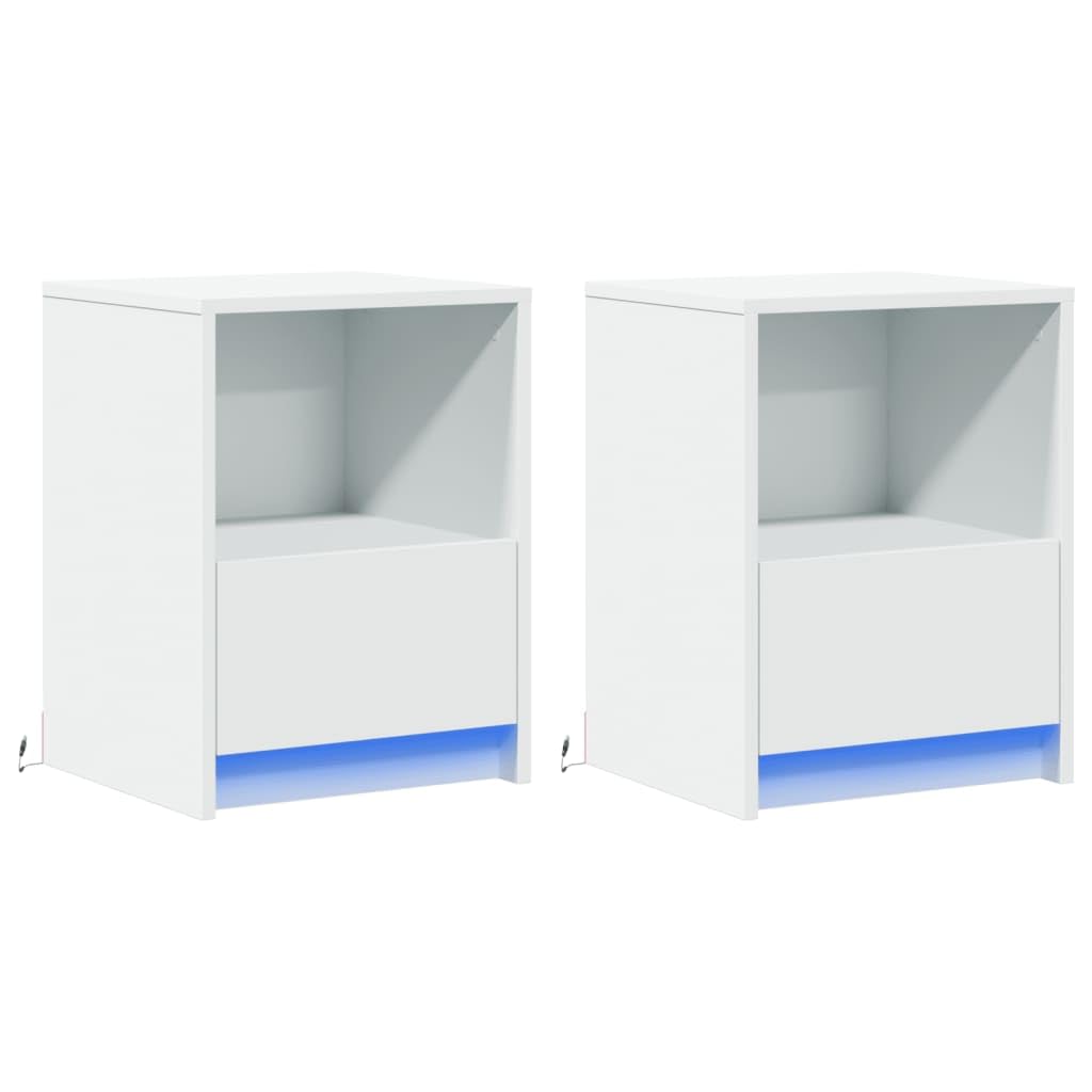 Moderner Nachttisch mit RGB-LED-Beleuchtung und Schublade aus langlebigem Holzwerkstoff für Schlafzimmer und Wohnbereich