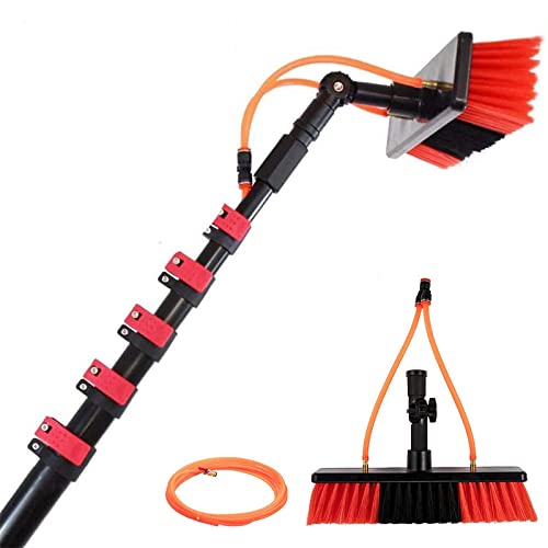 Cepillo de Limpieza de Cristales con Kit de Mango telescópico para la Limpieza de Paneles solares y Ventanas, se extiende de 3,6 a 10,8 m.