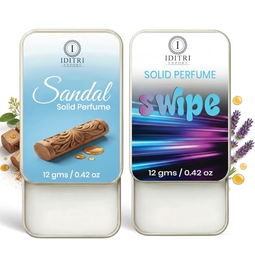 Image of IDITRI EXPORT Solid Perfume |sandal&Swipe Alcohol Free Wax Perfume Balm, Long Lasting | Pocket Tin 12g, Pack Of 2| Non Greasy Smooth Glide, Travel Friendly Men And Women