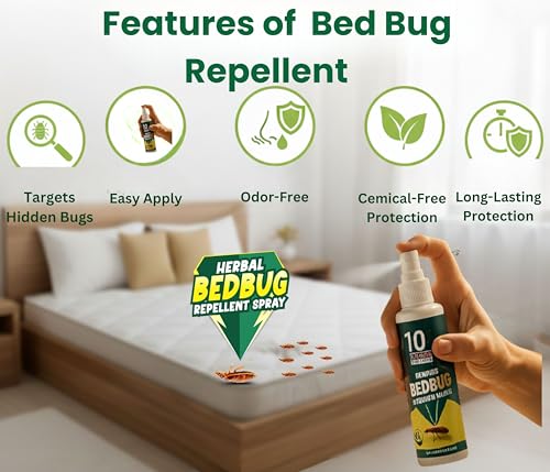 Image of Amish Herbal Bedbug Spray 100ml | Powerful Bed Bugs Repel Spray for Bed, Mattress & Furniture | Organic Khatmal Repellent for Home | Odorless Herbal Pest Control