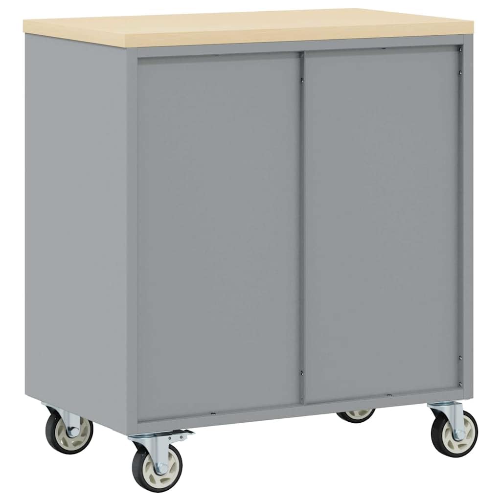 vidaXL Banco da Lavoro con Lo scaffale Nero e Grigio 75 x 45 x 85 cm, Banco da Lavoro, Tavolo Industriale modulare, Resistente con spazi per organizzare Attrezzi e Materiali