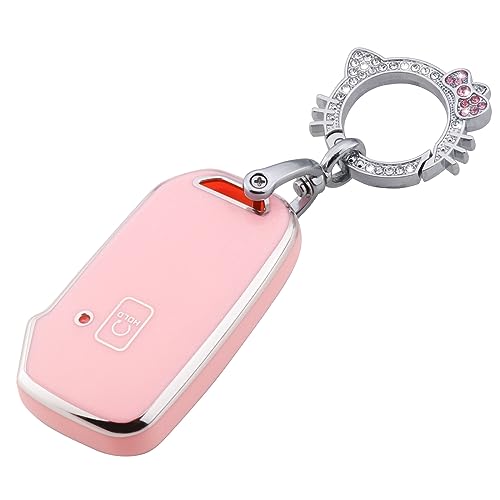 Image of Pangpai Pink Key Fob Cover for Kia, Soft TPU Key Case Protection with Bling Keychain Fit for Kia Cerato Ceed Forte NIRO Sorento Seltos Sportage Soul Telluride Remote Smart Key Protector