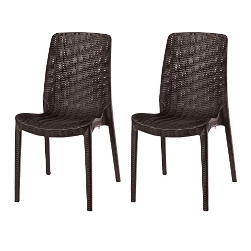 Lagoon Rue, Silla de plástico para Comedor Estilo Rattan...