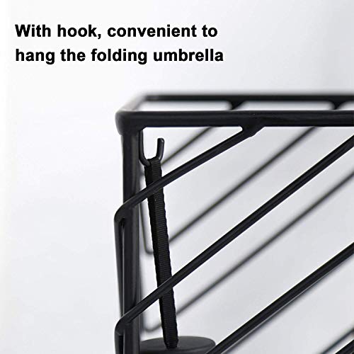 Porte-Parapluie Maille Métallique Noire avec Base Marbre Chic - 4