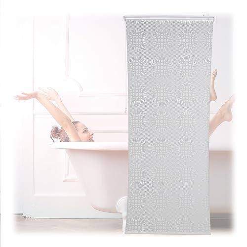 Relaxdays Store de Douche, Semi-Transparent, Rideau de Baignoire, Salle de Bains, L x H : 100 x 240 cm, Hydrofuge, Blanc