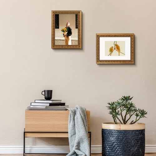 Image of Golden State Art, 9X12 Ornate Finish Photo Frame with White Mat for 6X8 Picture & Real Glass, Color: Bronze