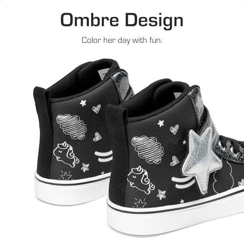 DREAM PAIRS Girls Sneakers High Top Hook and Loop Sparkly Shiny Comfortable Casual Walking Shoes for Toddler/Little/Big Kids3
