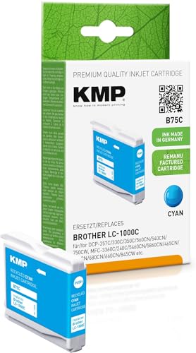 KMP Cartouche dencre remplace Brother LC1000C Compatible Module Seul Cyan B75C 1035,4003