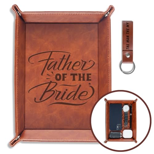 INNObeta Father of The Bride Gifts Valet Tray, Desktop Storage Organizer PU Leather Bedside Tray Key Coin Holder for Father of The Bride, Perfect for Wedding