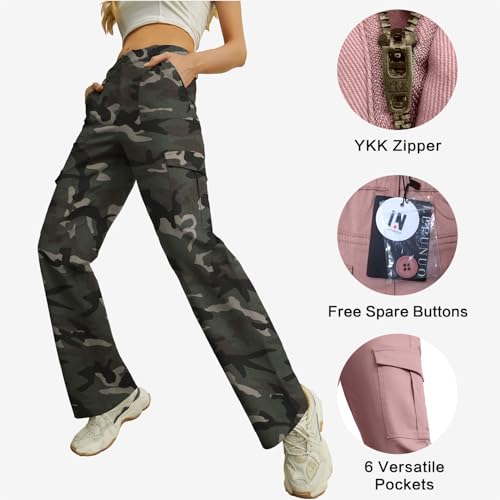 Lepunuo Cargo Pants for Women High Waisted Casual Pants Baggy Stretchy Wide Leg Y2K Streetwear with 6 Pockets - Image 5
