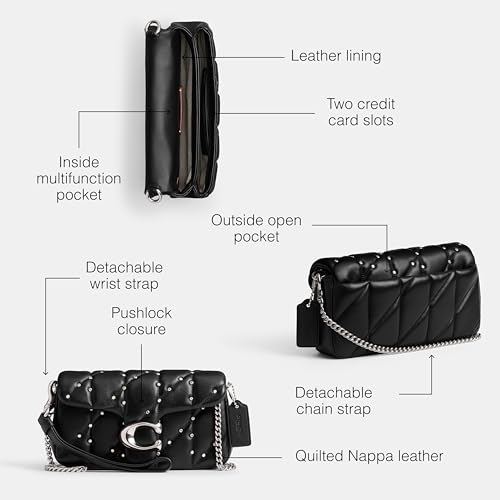 Coach Quilted Pillow Leather Tabby Wristlet with Chain, Crystal3