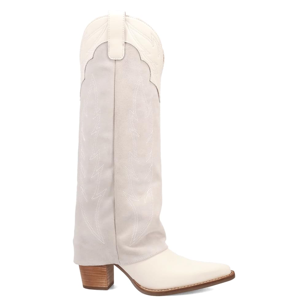 Dingo Womens Wild Horses Snip Toe Casual Boots Mid Heel 2-3 - Off White