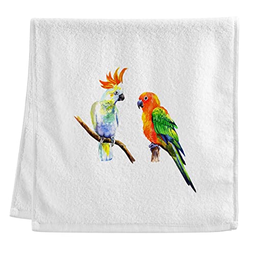 Naanle Watercolor Birds Parrot Hand Towels White Bath Towels Soft Absorbent 100% Combed Ring Spun Cotton Bathroom Towel Kitchen Dishwashing Towel Hotel Spa Towels 16 x 30 inches