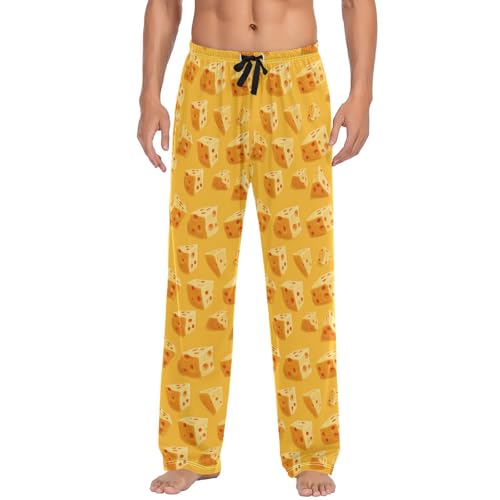 Yellow Cheese Men’s Pajama Bottoms Straight Leg Lounge Pants with Soft Touch Fabric3