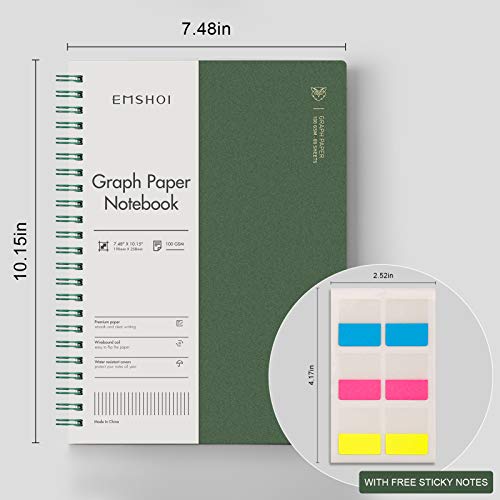 Emshoi Graph Paper Spiral Notebook 7.48" X 10.15" - B5 Graph Paper Notebook, 2 Pack 320 Pages 100Gsm Thick Grid Paper, Plastic Hardcover Journals For Writing Engineering Graphing Work School Supplies #TOP4