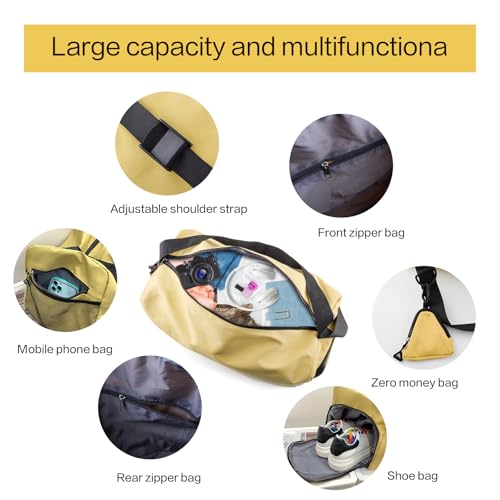 Weekender Bag – Geila Personal Item Duffel Bag with Shoes Compartment, Overnight Travel Bag, Yoga & Gym Bag (Yellow)4