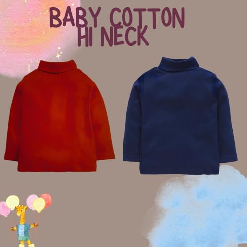 Image of REVOLTEK Boy's and Girl's 100% Cotton Full Sleeve Turtle High Neck T-Shirts Pack of 2