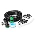 Qilampe Drip Irrigation Kit Misting System,50ft 1/4'' Tubing Watering Kit Automatic Blank Distribution Misting System Tubing Hose with 10pcs Plastic Mist Nozzle Sprinkler for Garden Outdoor Patio